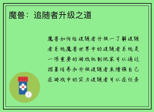 魔兽：追随者升级之道